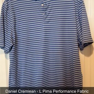 Daniel Cremieux Blue and White Striped Polo Shirt